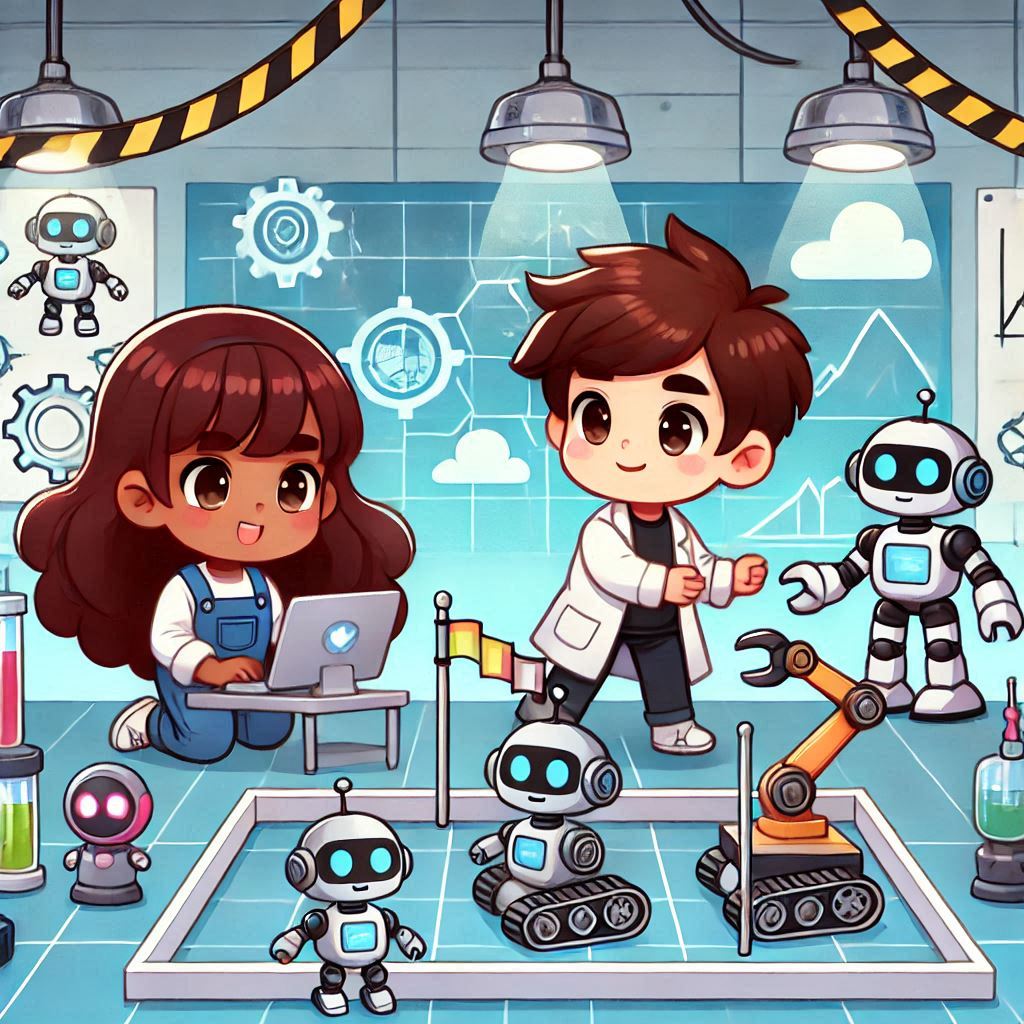 Kids building robots to overcome obstacles